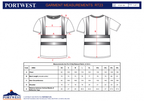 Tricou Hi-Vis, portocaliu, Regular,  RIS, Portwest